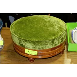 MAPLE WOOD SMALL GREEN FABRIC STOOL