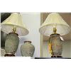 Image 1 : PAIR OF STONE STYLE PORCELAIN LAMPS WITH MATCHING