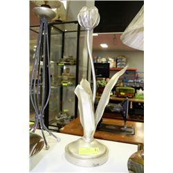 SILVER TONE FLOWER DESIGN CANDLE HOLDER