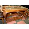 Image 4 : CARVED WOODEN SOFA TABLE, COFFEE TABLE, & TWO END