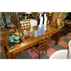 WOODEN DINING TABLE WITH BENCH SEAT & FOUR SIDE