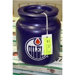 OILERS CERAMIC BISCUIT BARREL (MADE IN USA)