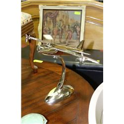 METAL  AIRPLANE ON STAND