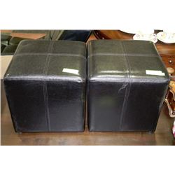 SET OF 2 LEATHERETTE CUBE STOOLS