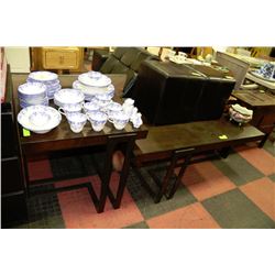 WOODGRAIN TONE METAL COFFEE & END TABLE SET