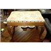Image 1 : ESTATE WOOD CARVED AND FABRIC FOOT STOOL