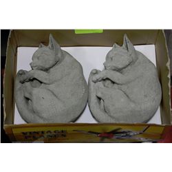 LOT OF 2-CONCRETE CATS SLEEPING 9" EACH