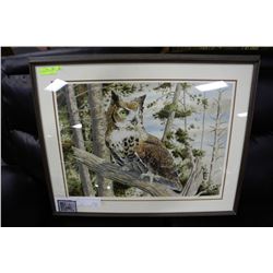 SCOTT WOOLEVER SIGNED GREAT HORNED OWL