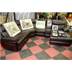 LARGE BROWN BONDED LEATHER ELECTRIC RECLINING