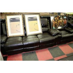 DARK BROWN LEATHERETTE RECLINING SOFA&CHAIR