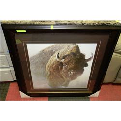 ROBERT BATEMAN BUFFALO PRINT - FRAMED & MATTED