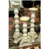 Image 1 : SET OF THREE IVORY & GOLD TONE CANDLE HOLDERS