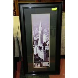 LARGE FRAMED NEW YORK EMPIRE STATE BUILDING