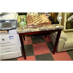 FAUX MARBLE WOOD BAR TABLE