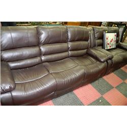 NEW BROWN LEATHERETTE RECLINING SOFA AND LOVE