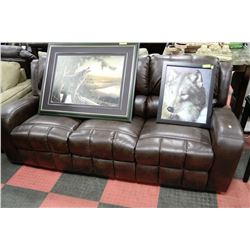 BROWN LEATHERETTE RECLINING SOFA