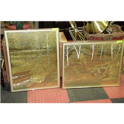 PAIR OF ORIENTAL GOLD LEAF FRAMED PICTURES