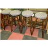 Image 1 : ESTATE SET OF 4 WOOD AND FABRIC BAR STOOLS