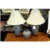 Image 1 : PAIR OF STONE STYLE LAMPS WITH MATCHING VASE
