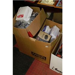 BOX  FULL OF WILSON REPIRATORS,3 TYPES OF FILTERS