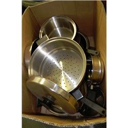 LARGE BOX W/14 PIECE POTS/PANS & LIDS