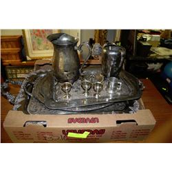 FLAT WITH ASSORTED SILVER TRAYS, ETC.