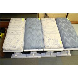 ESTATE WOOD AND FABRIC BLUE AND WHITE 4 PC STOOL