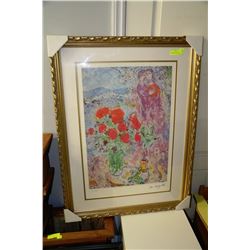 "RED BOUQUET" OFFSET LITHOGRAPH BY MARC CHAGALL