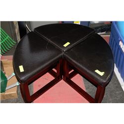 THREE LEATHER CORNER STOOLS