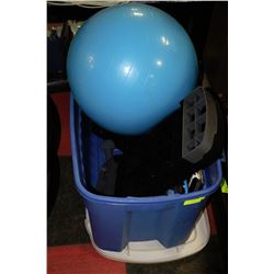 TOTE WITH FITNESS EQUIPMENT INCL BALL,STEP,BLOCKS