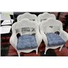 Image 1 : SET OF 4 WHITE WICKER ARMCHAIRS-2 WITH CUSHIONS
