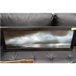 FRAMED LAKE SCENE PICTURE 39" x 13"