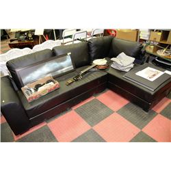BLACK LEATHERETTE APT SIZE L SHAPE SECTIONAL