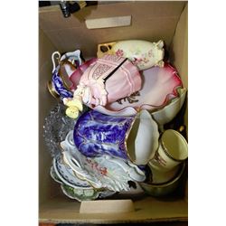ESTATE BOX OF ASST. CHINA COLLECTIBLES