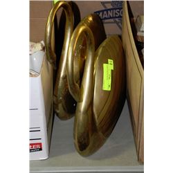 PAIR OF BRASS SWANS