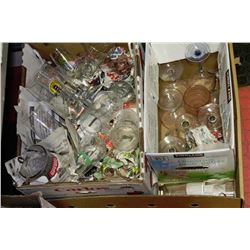 THREE BOXES OF GLASSWARE, CRYSTAL, BEER LOGO