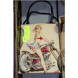 HENRY HOT WHEELS MOTORCYCLE PIN UP GIRL HAND BAG