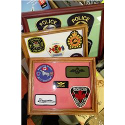 LOT OF 3 FRAMED POLICE BADGES FRAMED