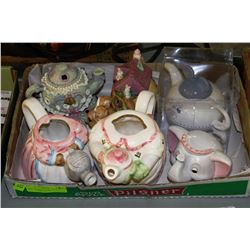 FLAT OF COLLECTIBLE TEAPOTS INCL. MICKEY MOUSE