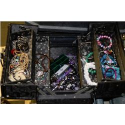 BLACK EXPANDING JEWELLERY BOX WITH CONTENTS