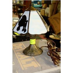 VINTAGE BRASS & BLUE TIFFANY POODLE TABLE LAMP 10"