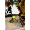 Image 1 : VINTAGE BRASS & BLUE TIFFANY POODLE TABLE LAMP 10"