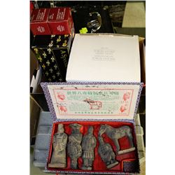 BOX WITH AVON PORCELAIN NIGHT LIGHT, 2 SOLID BRASS