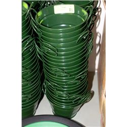 LOT OF 24 GREEN STEEL PLANT POTS