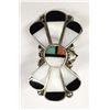 Image 1 : 1950 Zuni Sterling Inlay Sun Face Ring, Size 7