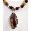 Image 1 : Beaded Mookite Pendant Necklace