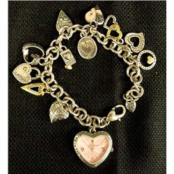 Brighton Breast Cancer Ribbon Charm Bracelet/Watch