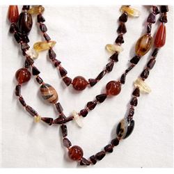 Carnelian, Garnet, and Agate 4 Strand Necklace