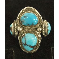 Navajo Sterling Silver Turquoise Ring, Size 11