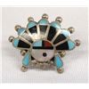 Image 1 : Native American Zuni Silver Inlay Sun God Tie Tac